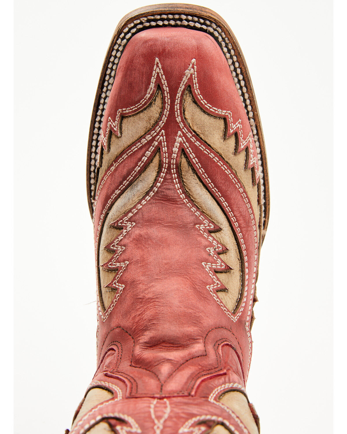 Image #6 - Circle G Women's Inlay Western Boots - Square Toe, Red, hi-res