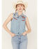 Image #1 - Ariat Women's Liberty Embroidered Button Down Sleeveless Top, Blue, hi-res