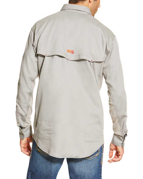 Ariat Men's FR Long Sleeve Button Down Work Shirt - Big and Tall , Silver, hi-res