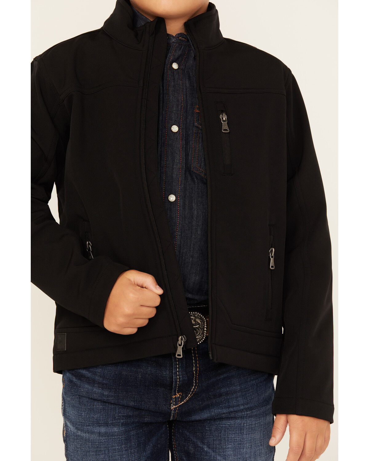 Image #3 - Cody James Boys' Sharpshooter Softshell Jacket, Black, hi-res