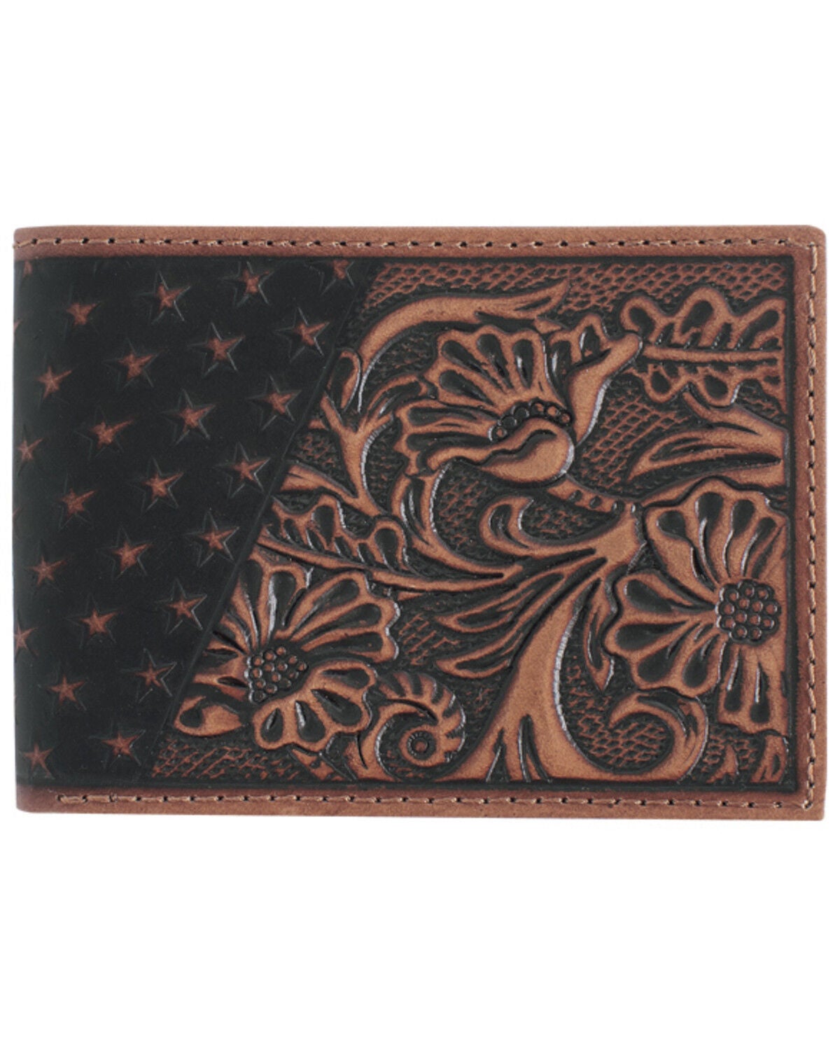 Image #1 - Cody James Men's Americana Tooled Leather Bifold Wallet, Brown, hi-res