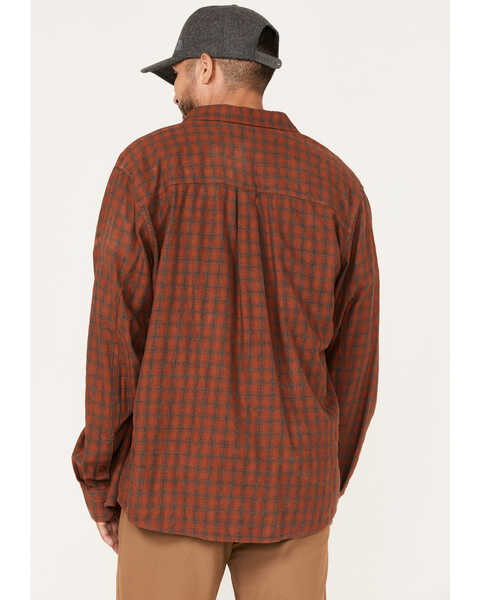 Image #5 - Brothers and Sons Men's Tencel Plaid Long Sleeve Button Down Western Flannel Shirt , Dark Orange, hi-res