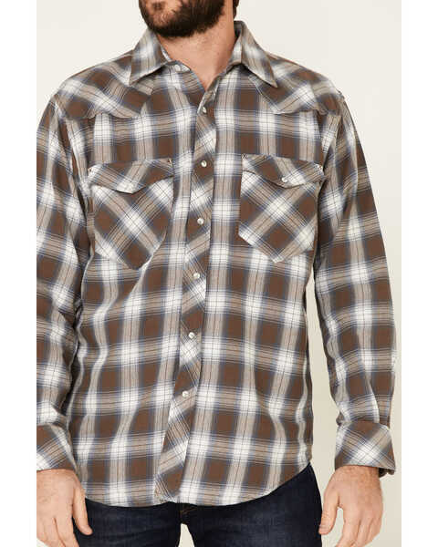 Image #3 - Resistol Men's Cedar Ombre Plaid Print Long Sleeve Snap Western Shirt , Brown, hi-res