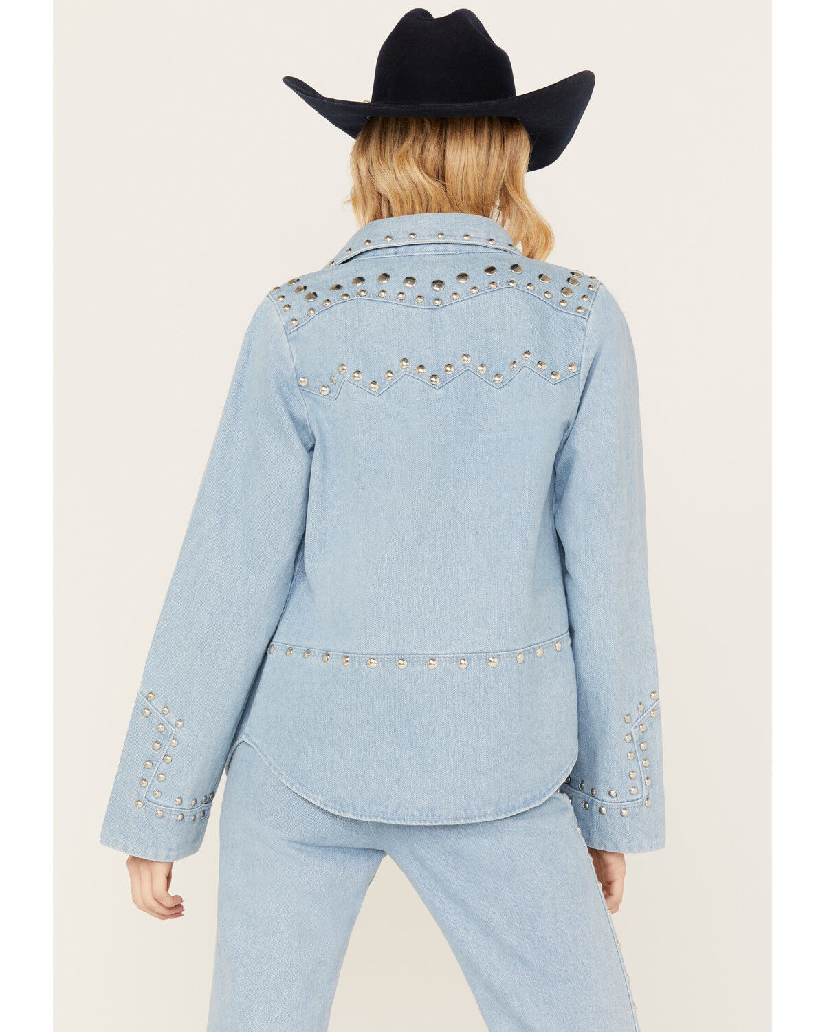 Image #4 - Understated Leather Women's Bluegrass Studded Denim Western Jacket, Blue, hi-res