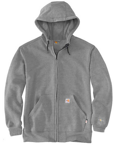 Carhartt Men's FR Force Original Fit Zip-Front Hooded Work Jacket, Grey, hi-res