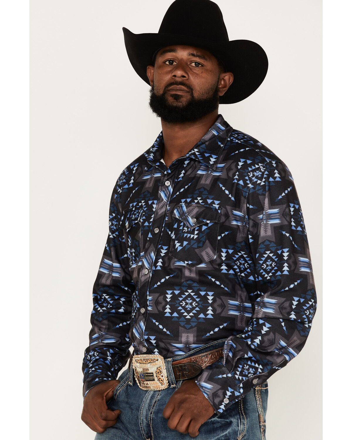 Image #2 - Rock & Roll Denim Men's Southwestern Knit Long Sleeve Button Down Shirt, , hi-res