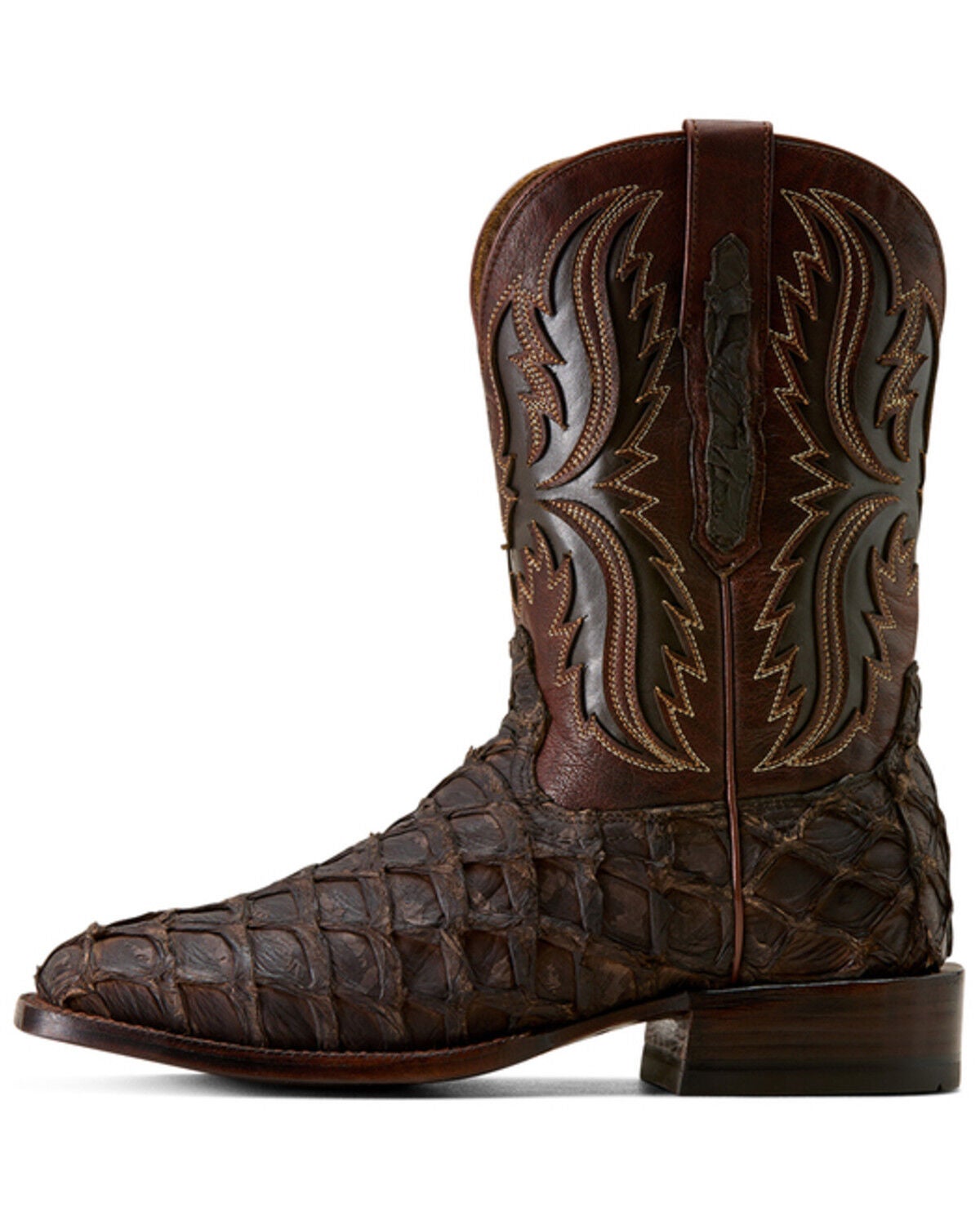 Image #2 - Ariat Men's Ashwood Exotic Pirarucu Western Boots - Broad Square Toe, Brown, hi-res