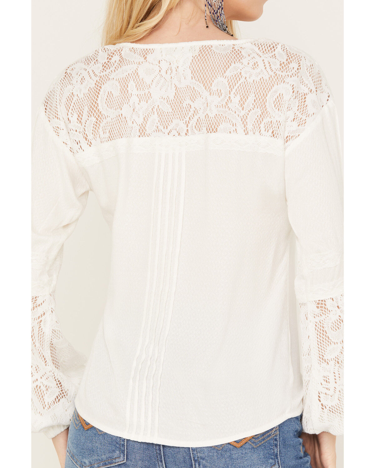 Image #4 - Idyllwind Women's Coleman Crochet Lace Shirt, Ivory, hi-res