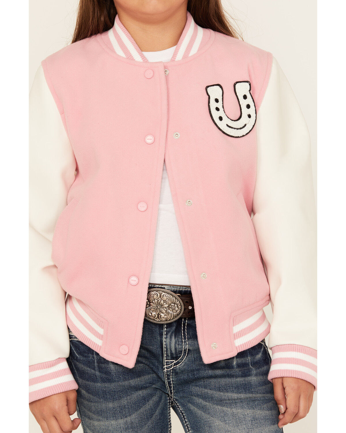 Image #3 - Urban Republic Girls' Varsity Jacket, Pink, hi-res