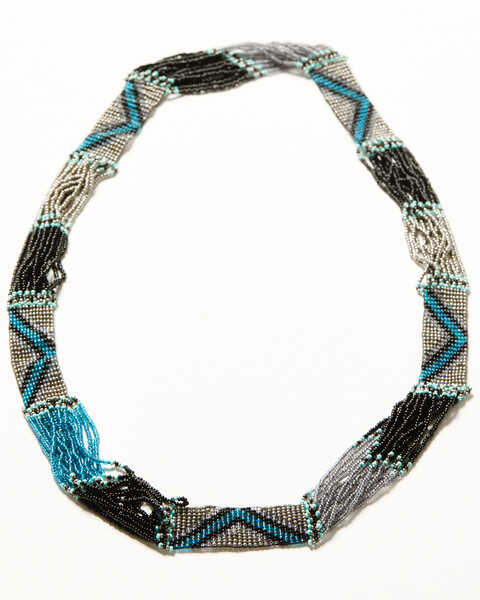 Shyanne Women's Deep Teal Enchanted Forest Beaded Necklace, Pewter, hi-res