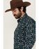 Image #2 - Wrangler Men's Checotah Southwestern Striped Long Sleeve Pearl Snap Western Shirt, Black, hi-res