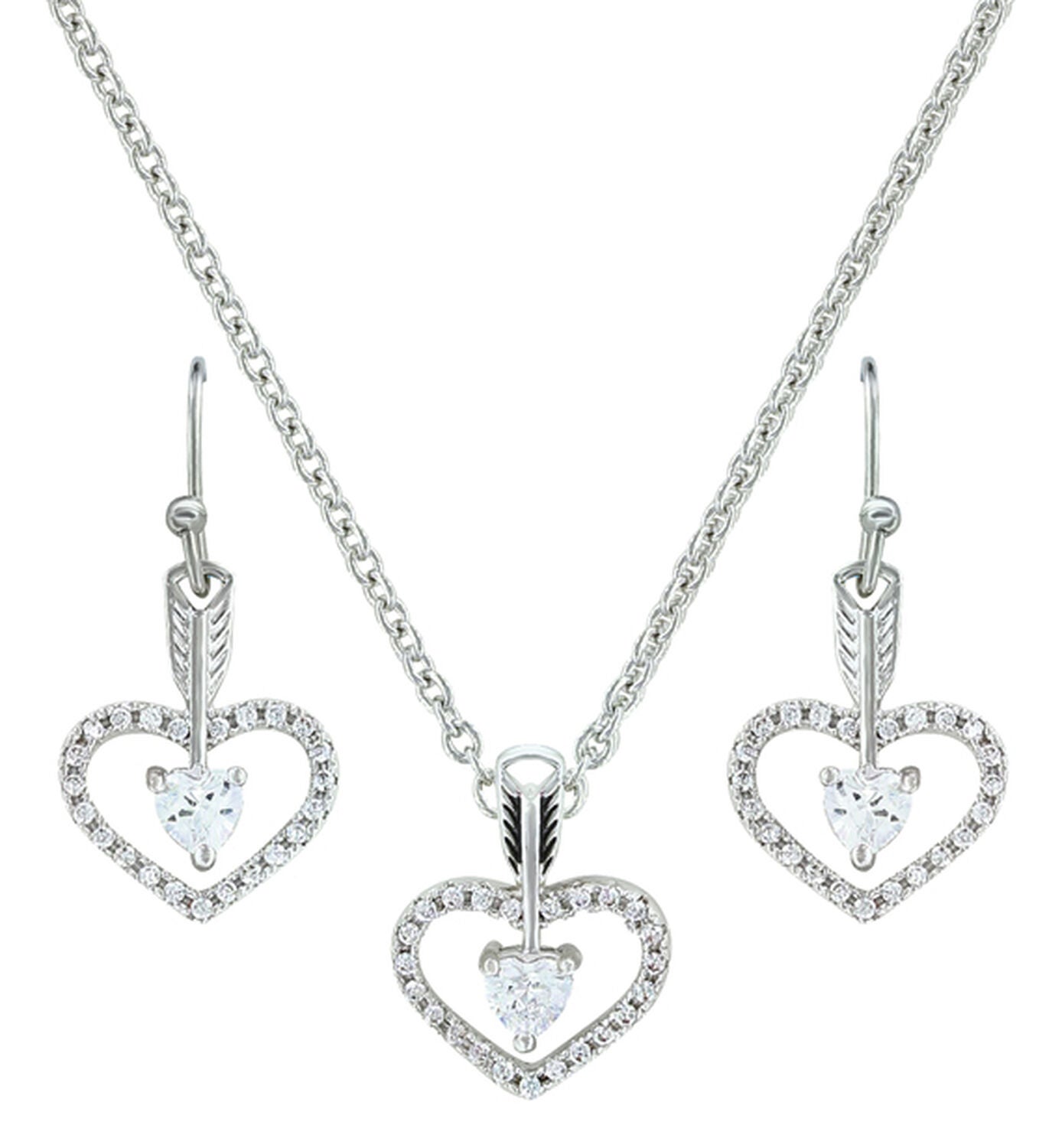 Image #1 - Montana Silversmiths Women's Straight to the Heart Arrow Jewelry Set - 2 Piece, Silver, hi-res