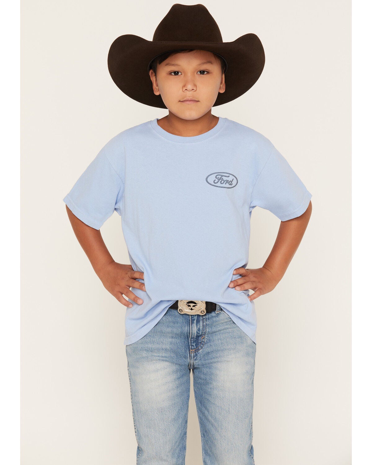 Image #1 - Merch Traffic Boys' Built Ford Tough Short Sleeve Graphic T-Shirt, Blue, hi-res