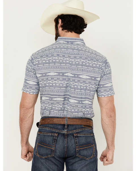Image #4 - Ariat Men's Mac Southwestern Short Sleeve Button-Down Stretch Western Shirt , Blue, hi-res