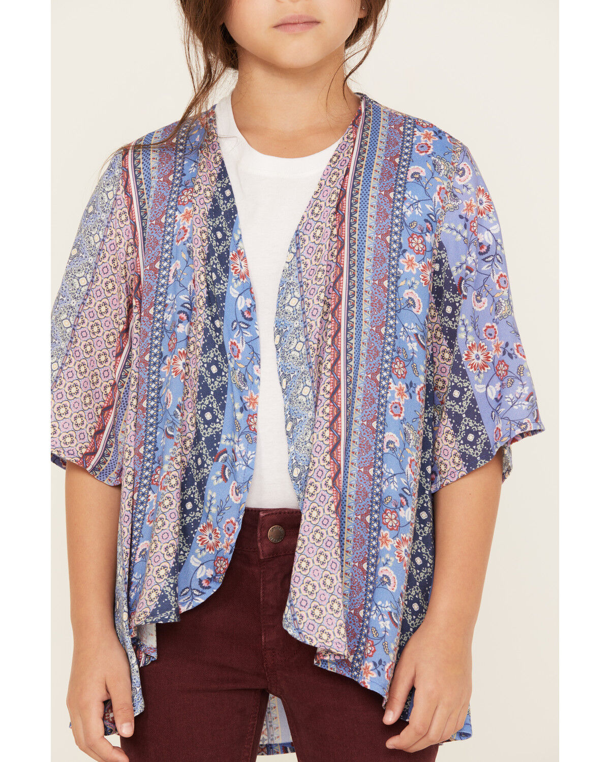 Image #3 - Joseph Studio Girls' Border Print Long Kimono, Purple, hi-res