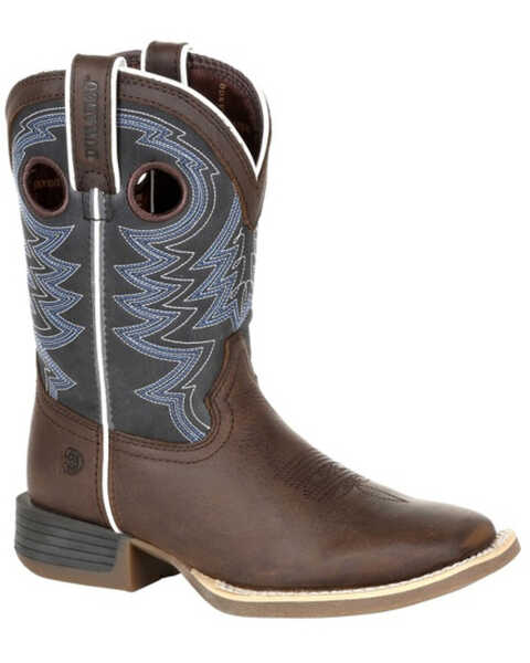 Image #1 - Durango Boys' Lil Rebel Pro Big Western Boots - Square Toe, Brown/blue, hi-res