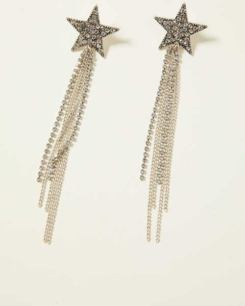 Image #1 - Idyllwind Women's Shooting Star Fringe Earrings, Silver, hi-res