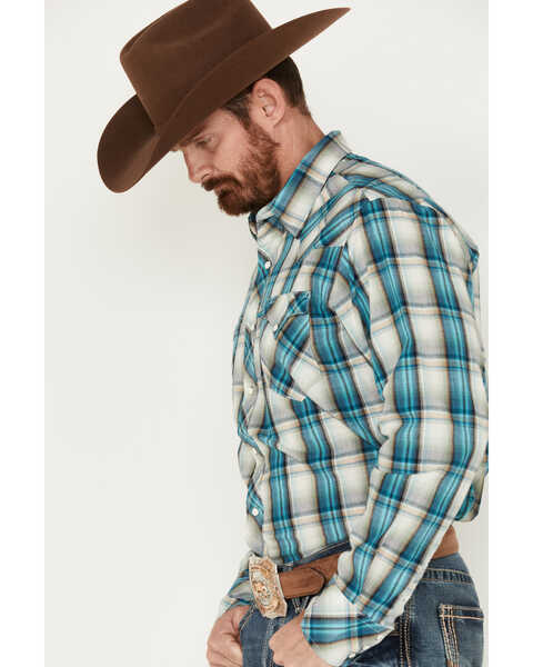 Image #2 - Roper Men's West Made Large Plaid Print Long Sleeve Snap Western Shirt , Green, hi-res