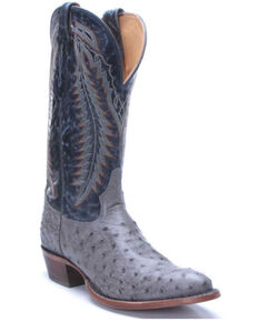 Tony Lama Men's Rudy Exotic Ostrich Western Boots - Round Toe, Grey, hi-res