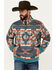 Image #1 - Rock & Roll Denim Men's Southwestern Print Jacquard Bomber Jacket, Teal, hi-res