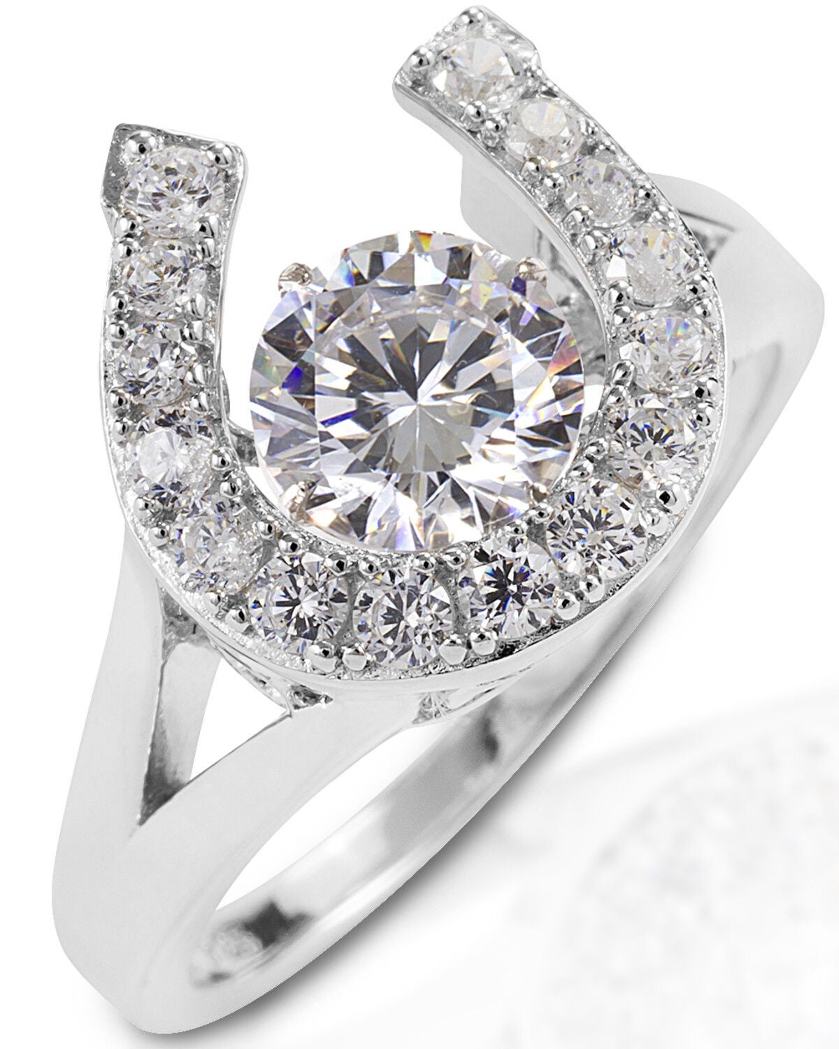 Image #1 - Kelly Herd Women's Dancing Stone Horseshoe Ring, Silver, hi-res