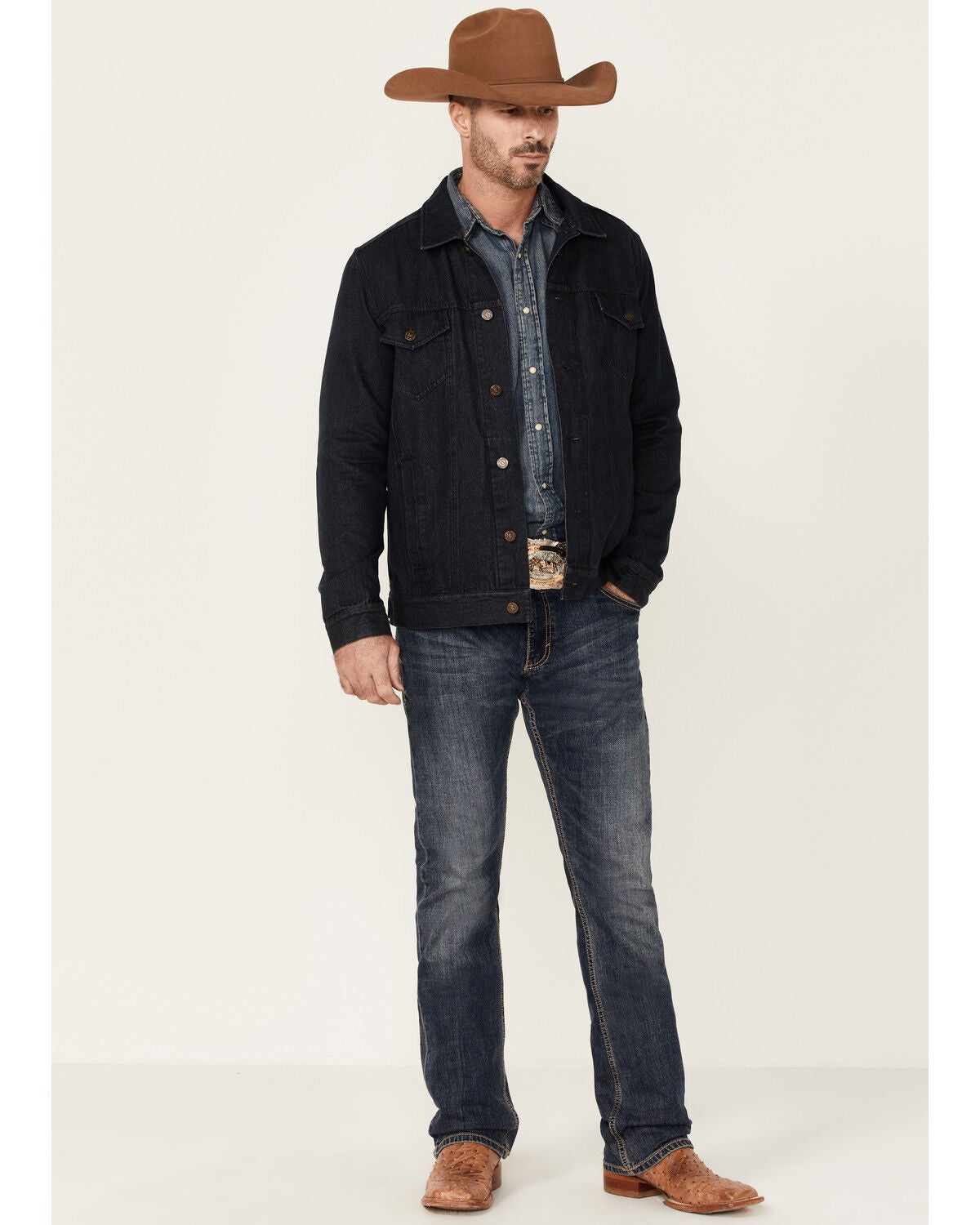 Image #2 - Cody James Men's Indigo Washed Button Down Unlined Denim Jacket, , hi-res