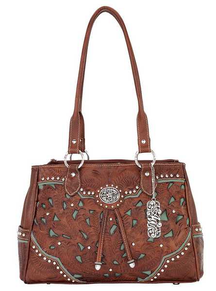 Image #1 - American West Lady Lace Multi-Compartment Tote, Brown, hi-res