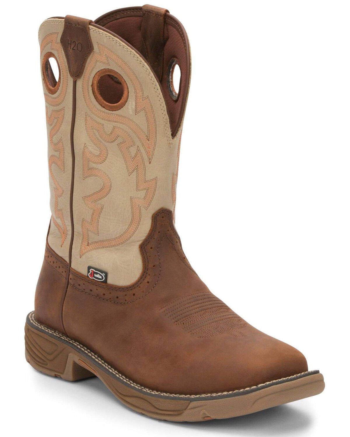 Justin Men's Stampede Rush Western Work Boots - Composite Toe, Brown, hi-res