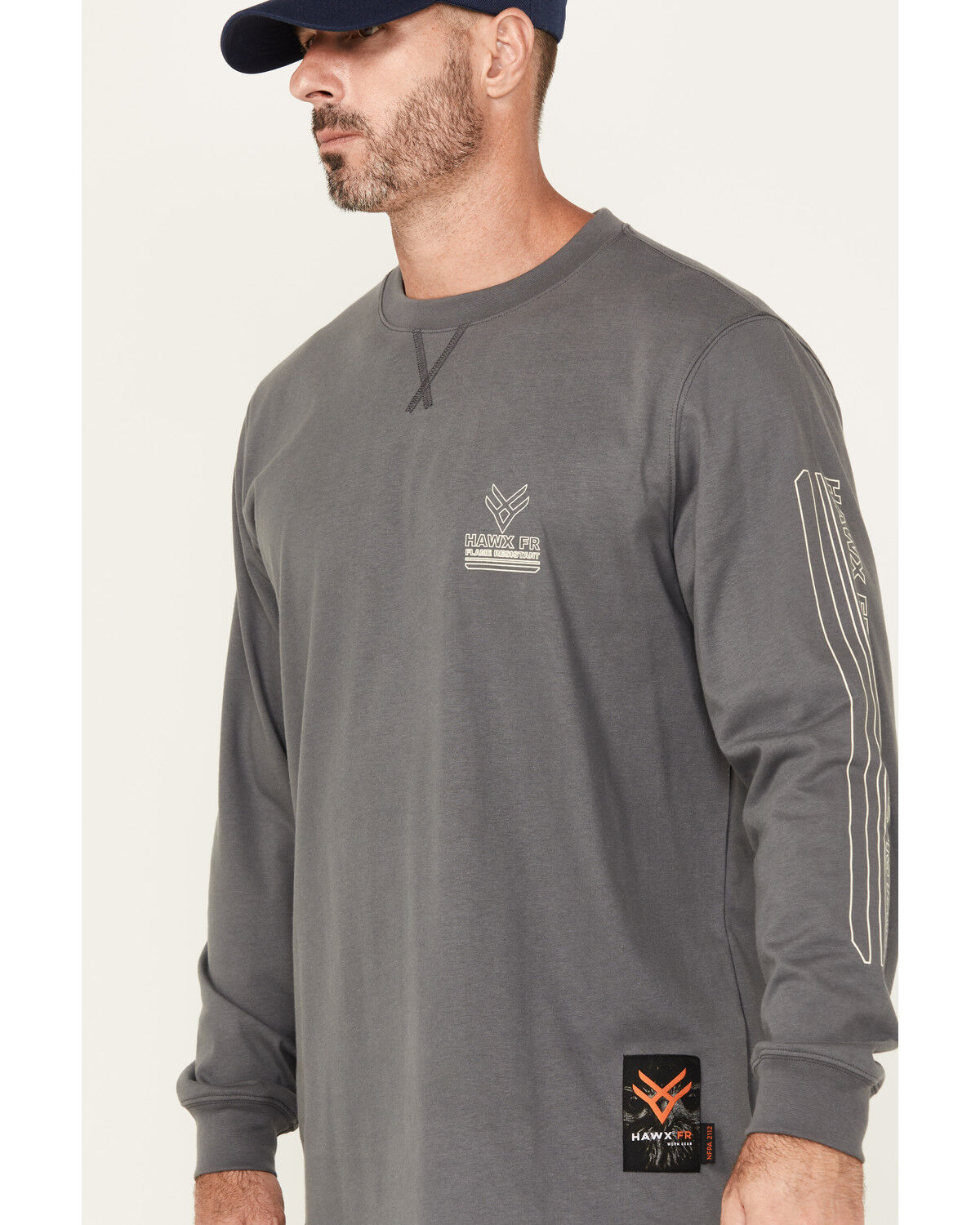 Image #3 - Hawx Men's FR Hawx Long Sleeve Graphic Work T-Shirt, Charcoal, hi-res