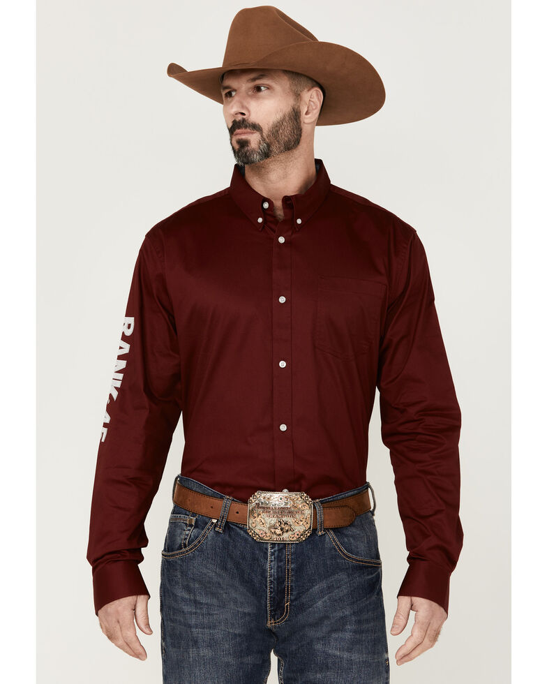 Rank 45 Men's Solid Basic Twill Logo Long Sleeve Button-Down Western Shirt - Big & Tall , , hi-res