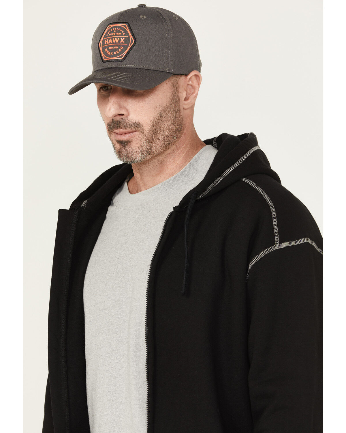 Image #2 - Forge Workwear Men's FR Zip Hooded Sweatshirt, Black, hi-res