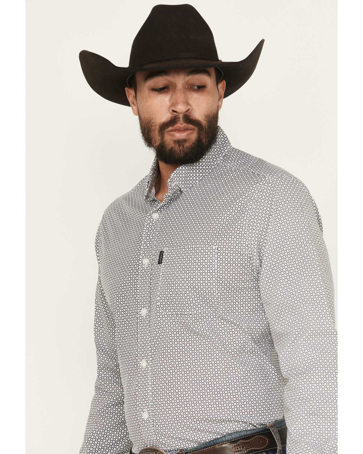 Image #2 - Ariat Men's Meyer Floral Print Long Sleeve Button-Down Western Shirt, White, hi-res