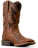 Image #1 - Ariat Men's Cowpuncher VentTEK Performance Western Boots - Broad Square Toe, Brown, hi-res
