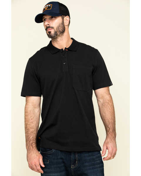 Hawx Men's Black Miller Pique Short Sleeve Work Polo Shirt - Big , Black, hi-res