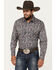Image #1 - Rough Stock by Panhandle Men's Paisley Print Long Sleeve Snap Stretch Western Shirt, Navy, hi-res