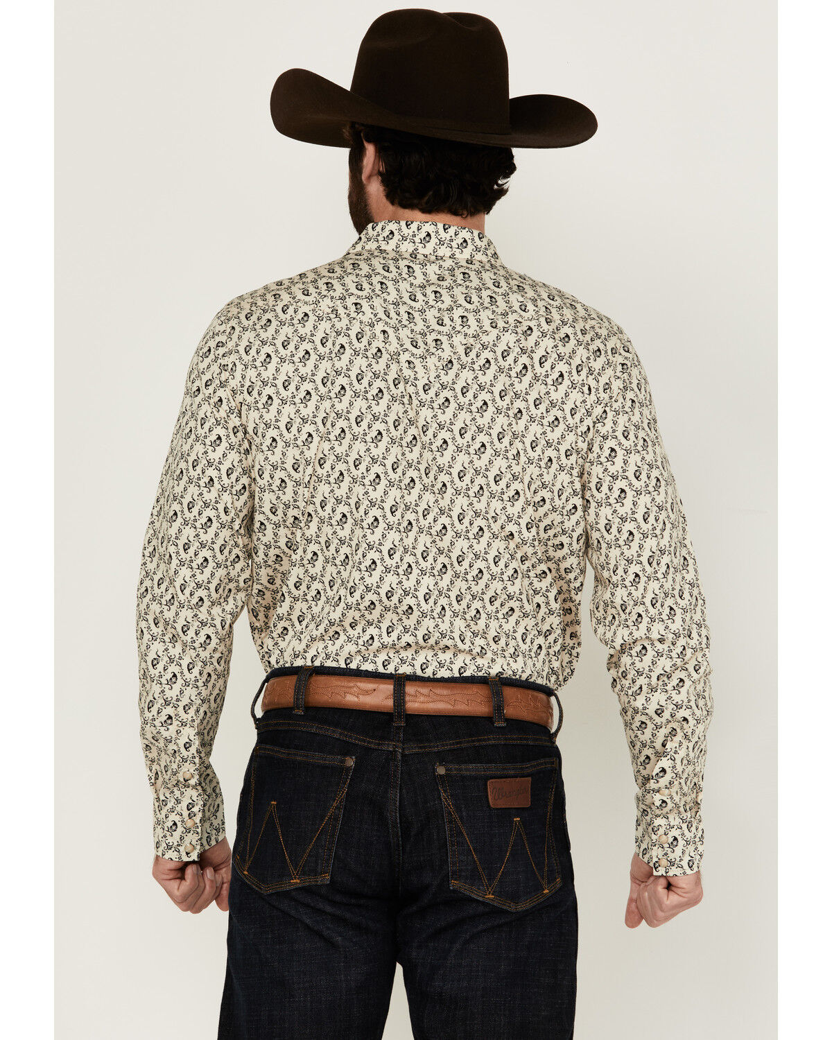 Image #4 - Cody James Men's Gravity Paisley Print Long Sleeve Snap Western Shirt - Tall, Cream, hi-res