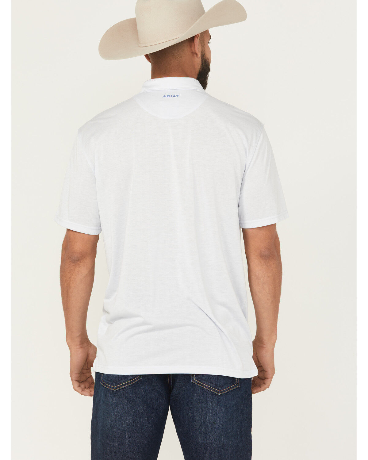 Image #4 - Ariat Men's Team Logo Short Sleeve Button-Down Polo Shirt, Light Blue, hi-res