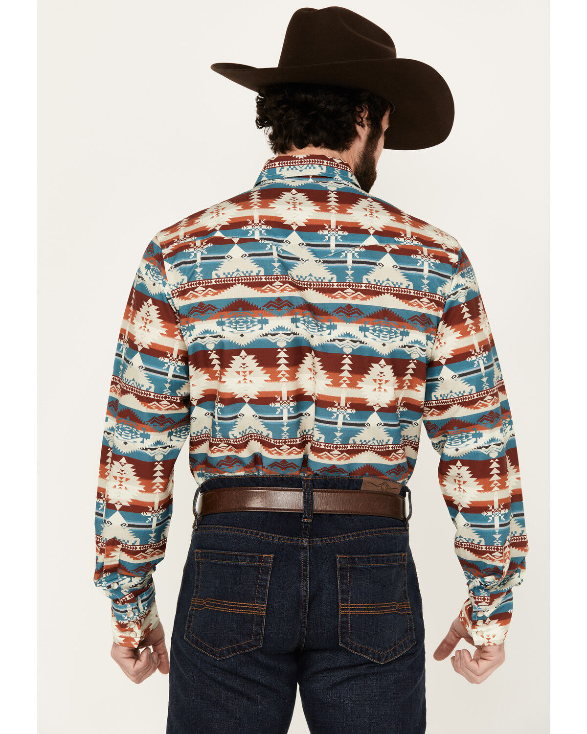 Image #4 - Roper Men's Vintage Southwestern Print Long Sleeve Pearl Snap Western Shirt, Multi, hi-res