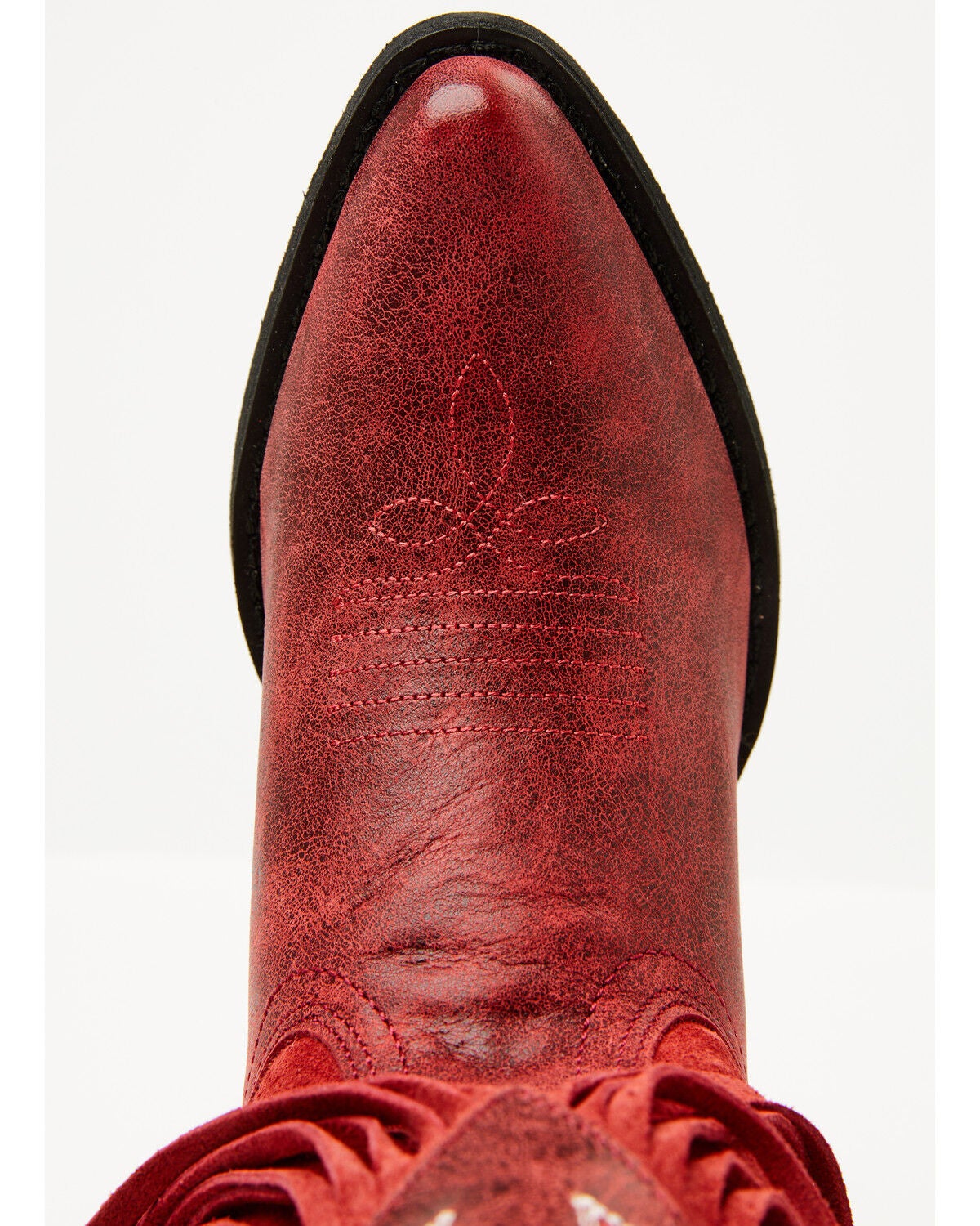 Image #6 - Dan Post Girls' Happy Trails Fringe Western Boots - Round Toe, Red, hi-res