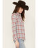 Image #2 - Wrangler Retro Women's Long Sleeve Snap Western Flannel Shirt, Steel Blue, hi-res