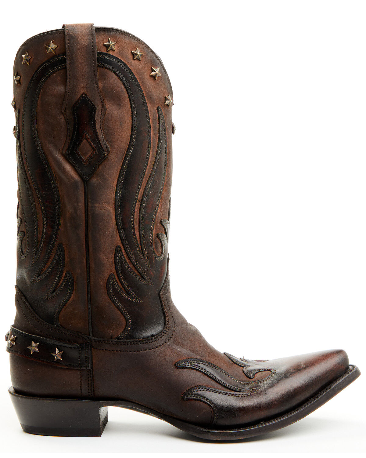 Image #2 - Corral Men's Embellished Overlay Western Boots - Snip Toe, Chocolate, hi-res
