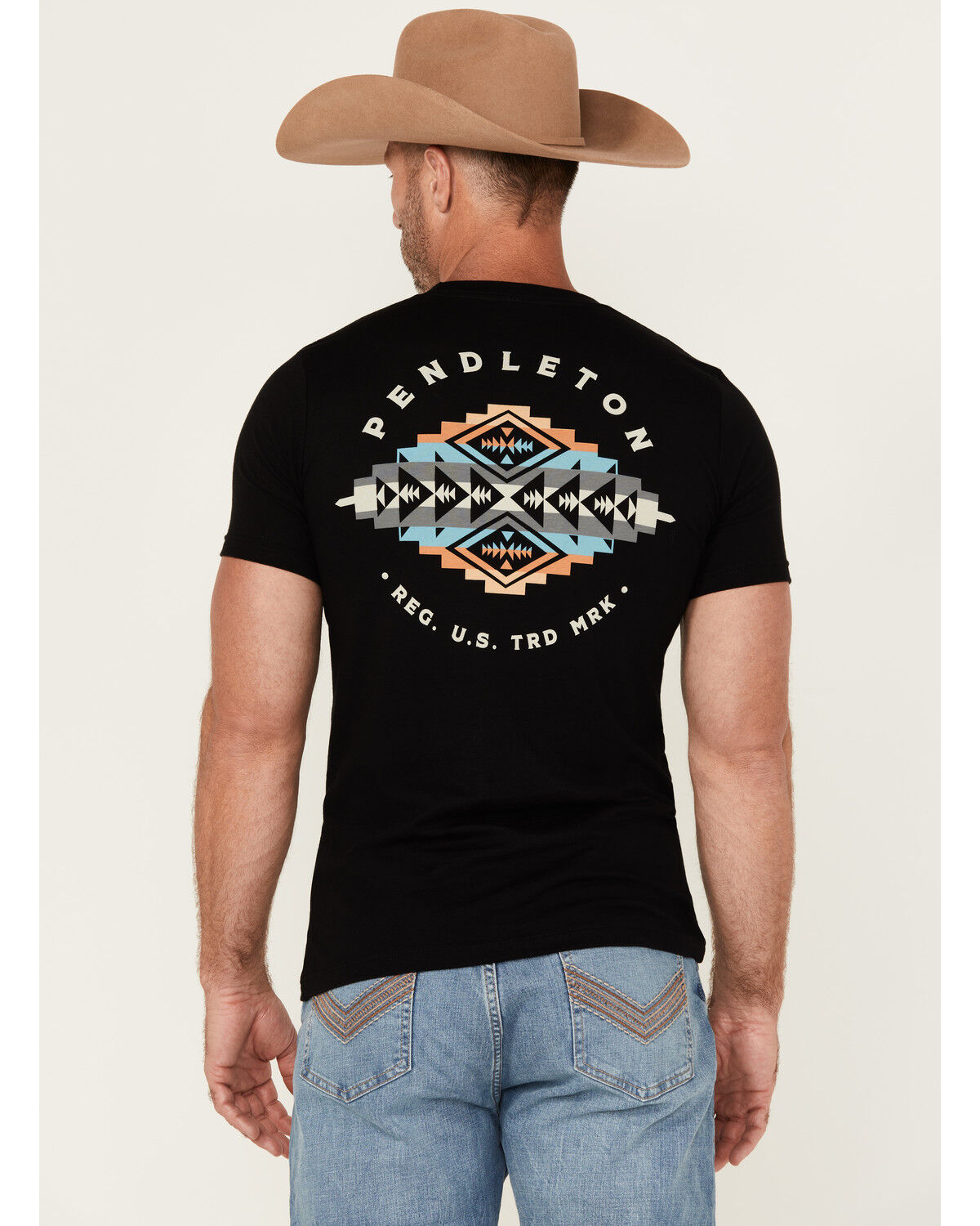 Image #1 - Pendleton Men's Boot Barn Exclusive Pinto Mountains Short Sleeve Graphic T-Shirt, Black, hi-res