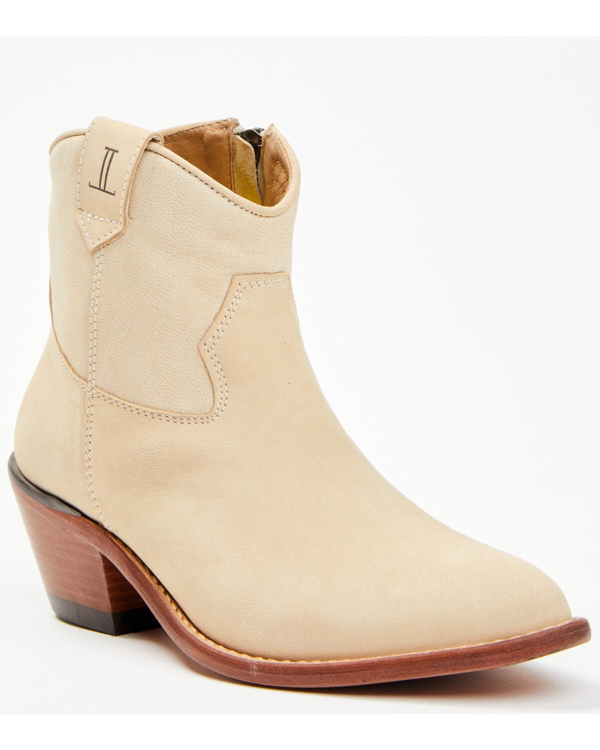 Lucchese Women's Lilah Western Booties - Round Toe, Cream, hi-res