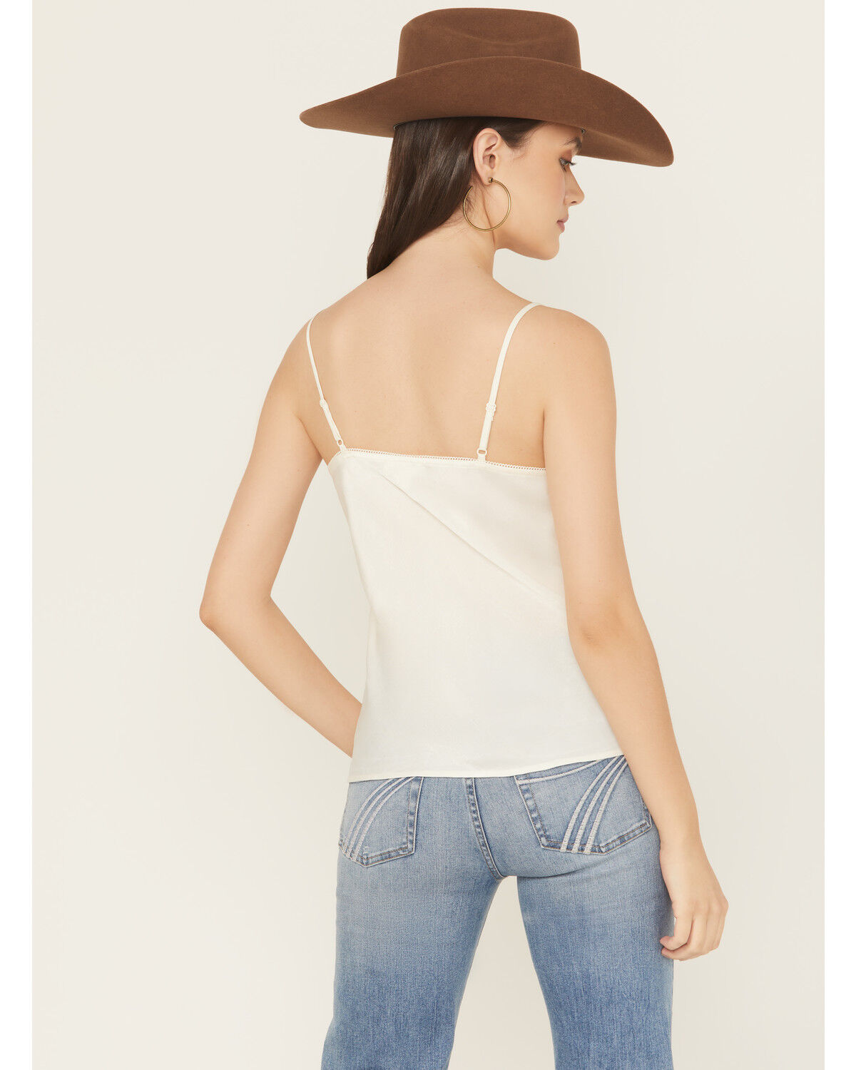 Image #4 - Originality Women's Solid Sleeveless Satin Cami, Ivory, hi-res