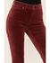 Image #2 - Shyanne Women's Syrah High Rise Velveteen Stretch Flare Jeans, Dark Red, hi-res