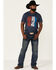 Ariat Men's Navy Standing Tall Logo Graphic Short Sleeve T-Shirt , Navy, hi-res