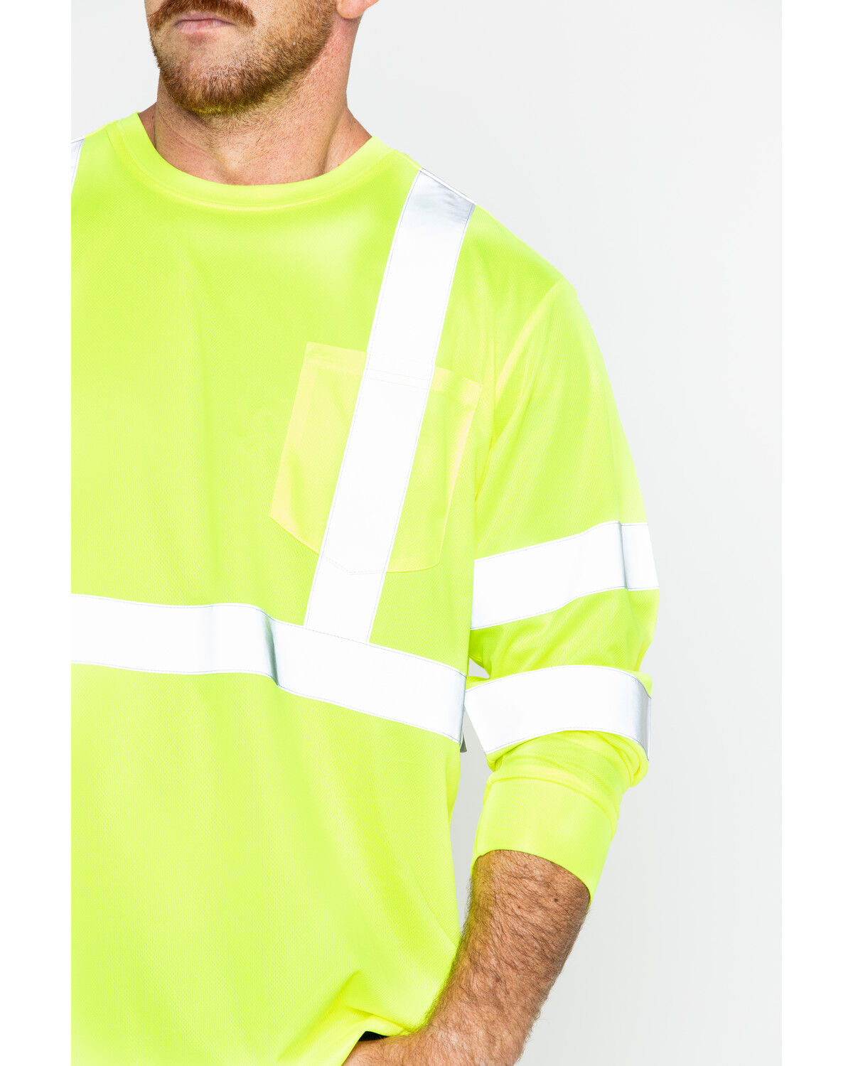 Image #4 - Hawx Men's Reflective Long Sleeve Work Tee, Yellow, hi-res