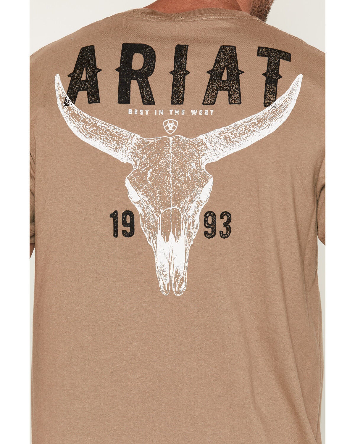 Image #3 - Ariat Men's Best Longhorn Short Sleeve Graphic T-Shirt, Taupe, hi-res