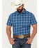 Image #1 - Brothers and Sons Men's Cordell Plaid Print Short Sleeve Button-Down Western Shirt, Dark Blue, hi-res