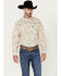 Image #1 - Cowboy Hardware Men's Mosaic Paisley Print Long Sleeve Snap Western Shirt, Cream, hi-res